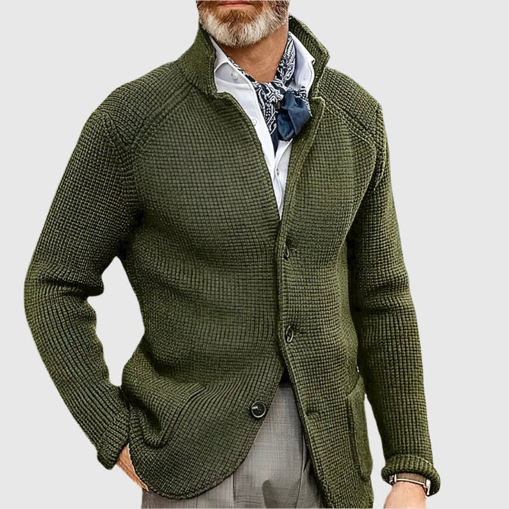 Men's Waffle Knit Button Cardigan