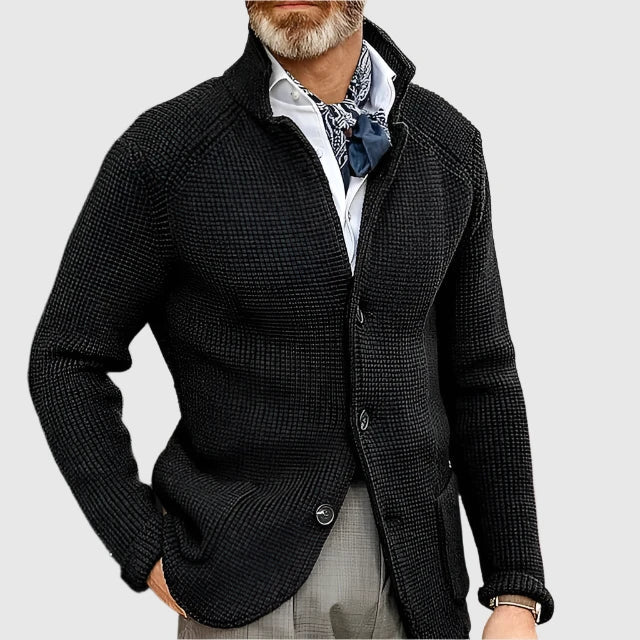 Men's Waffle Knit Button Cardigan