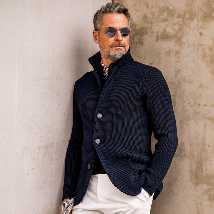 Men's Waffle Knit Button Cardigan
