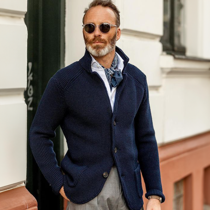 Men's Waffle Knit Button Cardigan
