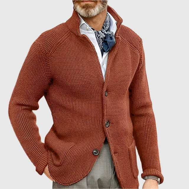 Men's Waffle Knit Button Cardigan