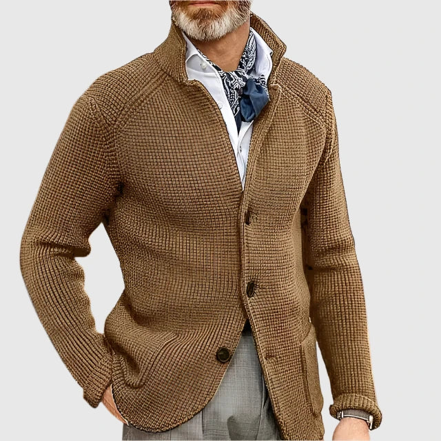 Men's Waffle Knit Button Cardigan