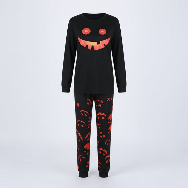 Women's Pumpkin Face Halloween Pajama Set