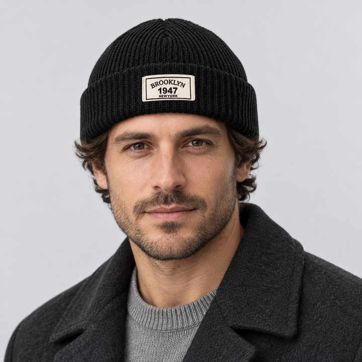 Men's Ribbed Fisherman Beanie with Cuffed Knit