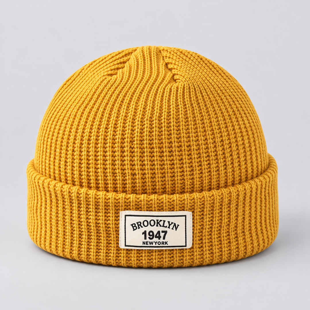 Men's Ribbed Fisherman Beanie with Cuffed Knit
