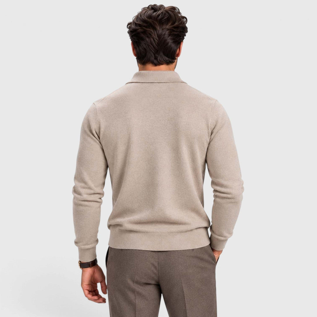 Men's Wool-Blend Quarter-Zip Polo Sweater
