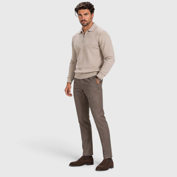 Men's Wool-Blend Quarter-Zip Polo Sweater
