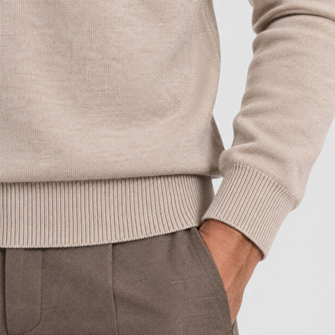 Men's Wool-Blend Quarter-Zip Polo Sweater