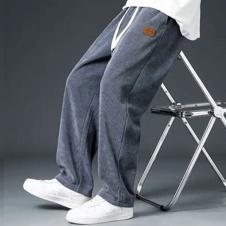 Men's Corduroy Sweatpants Relaxed Fit Drawstring Waist