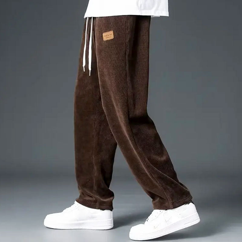 Men's Corduroy Sweatpants Relaxed Fit Drawstring Waist