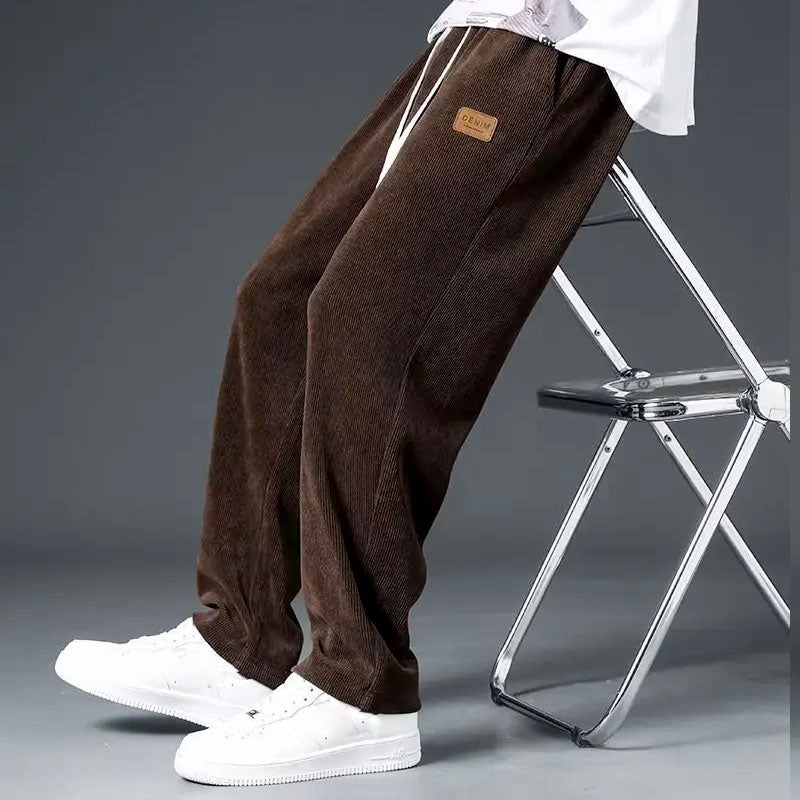 Men's Corduroy Sweatpants Relaxed Fit Drawstring Waist
