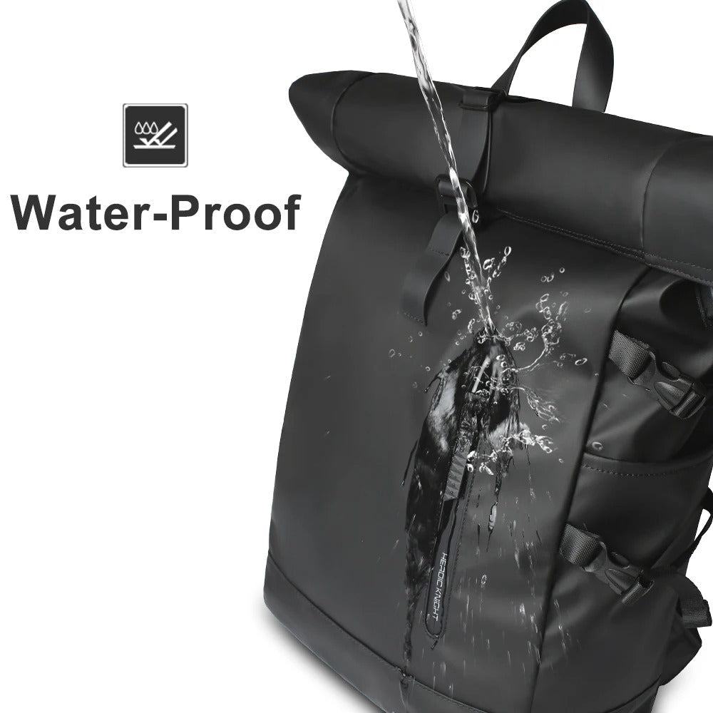 Waterproof Roll Top Laptop Backpack with USB Charging Port