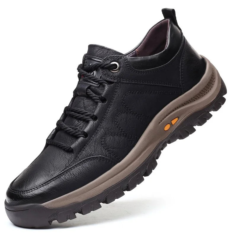 Men's Leather Hiking Shoes with Rugged Sole