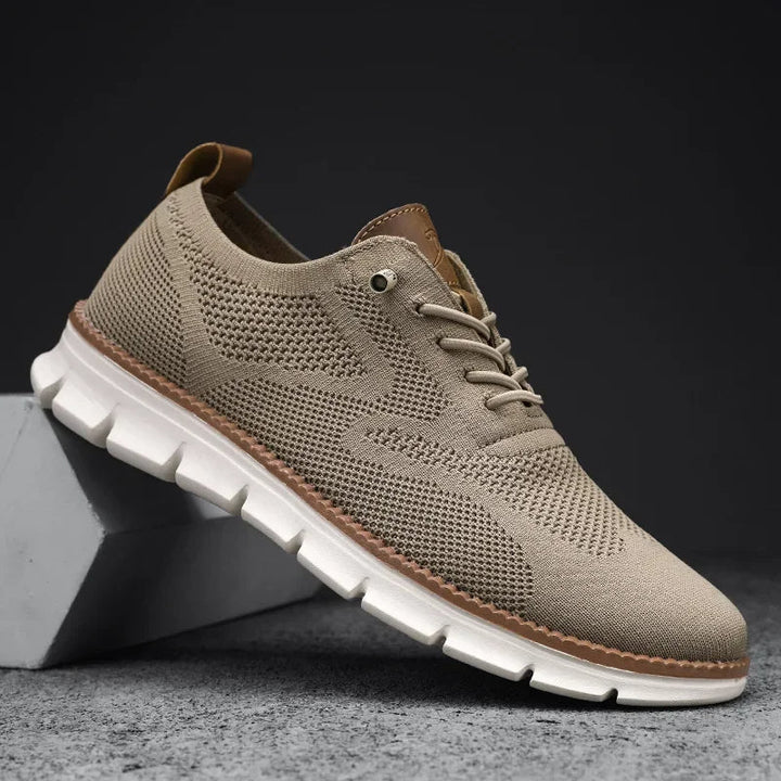 Men's Knit Walking Shoes with Leather Trim