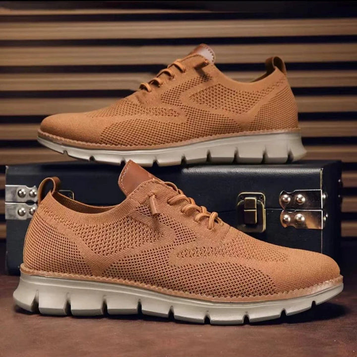 Men's Knit Walking Shoes with Leather Trim