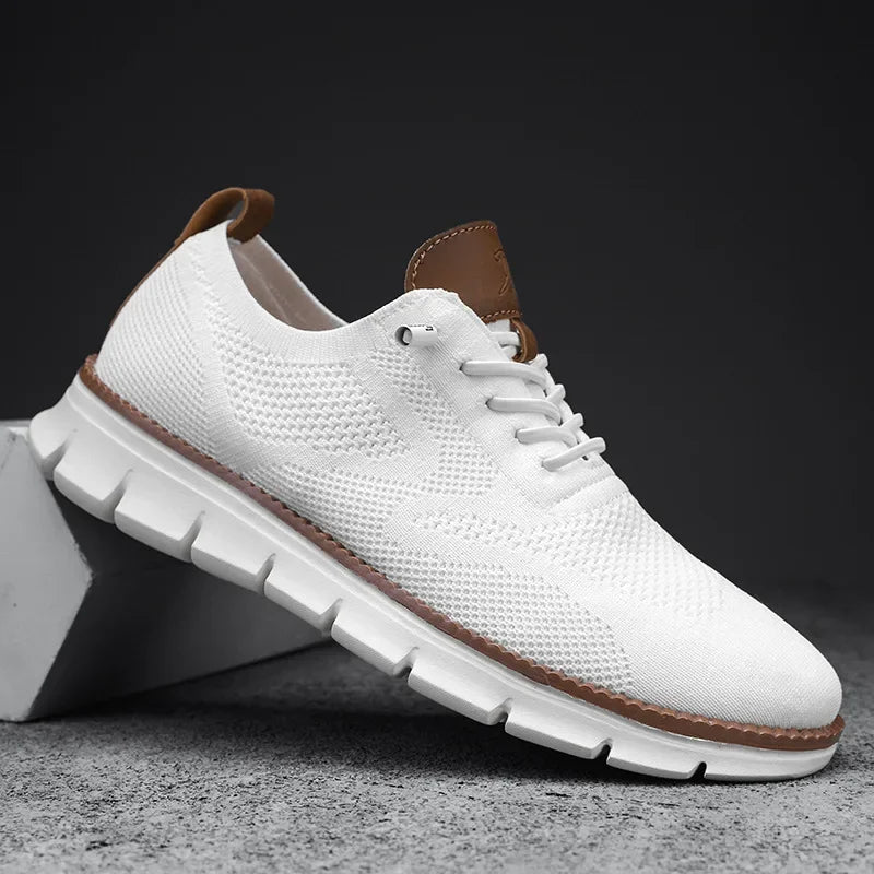 Men's Knit Walking Shoes with Leather Trim
