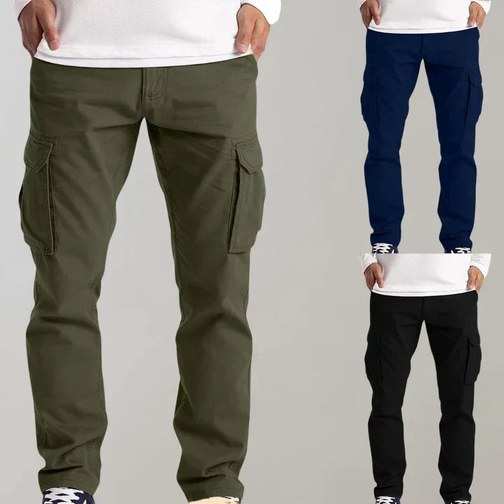 Men's Cotton Cargo Pants with Flap Pockets