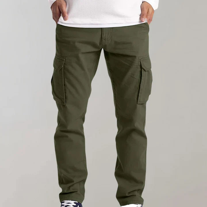 Men's Cotton Cargo Pants with Flap Pockets