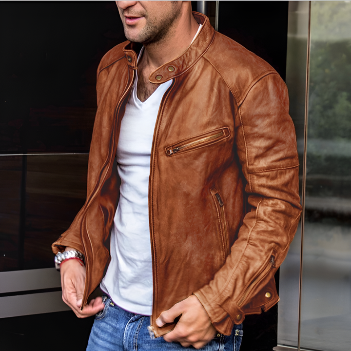 Men's Water-Resistant Faux Leather Jacket