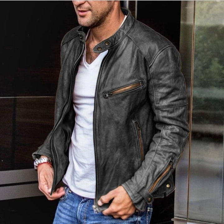 Men's Water-Resistant Faux Leather Jacket