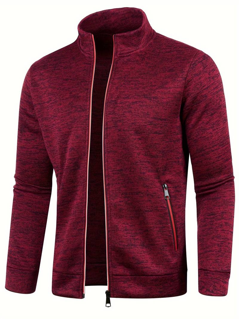 Men's Zip Front Bomber Jacket with Stand Collar