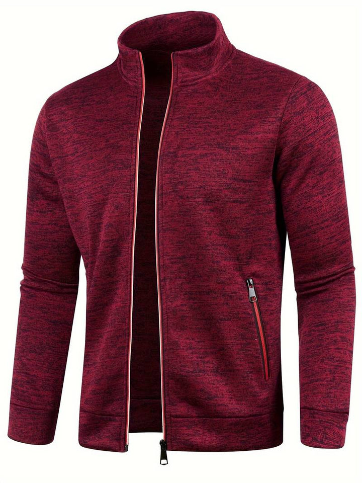 Men's Zip Front Bomber Jacket with Stand Collar