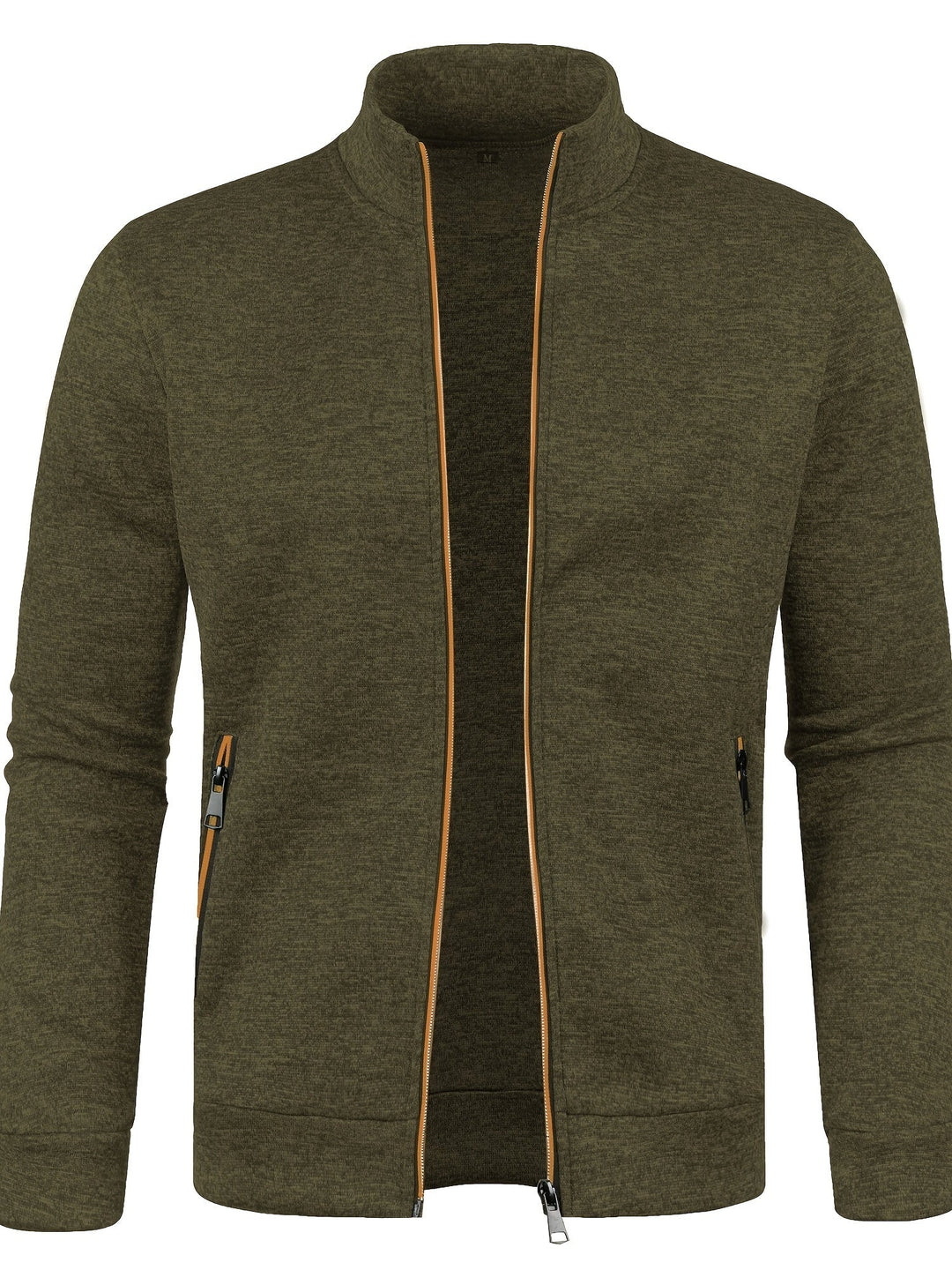 Men's Zip Front Bomber Jacket with Stand Collar