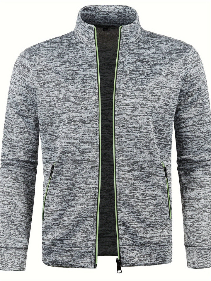 Men's Zip Front Bomber Jacket with Stand Collar