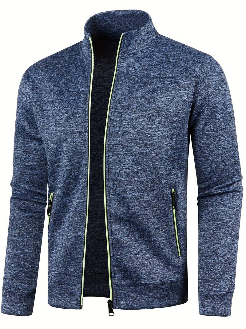 Men's Zip Front Bomber Jacket with Stand Collar