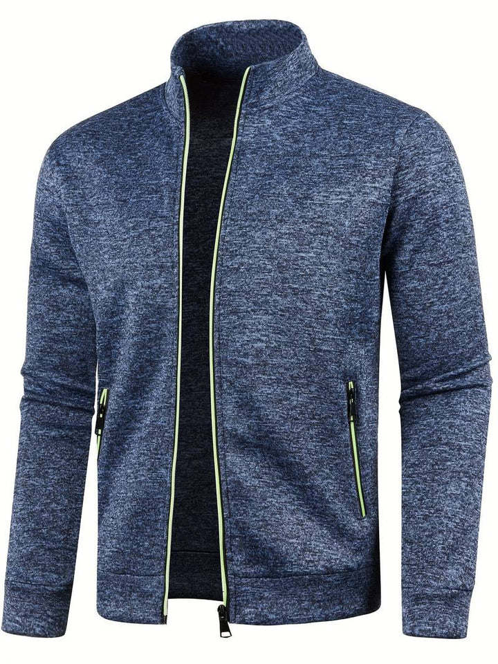 Men's Zip Front Bomber Jacket with Stand Collar
