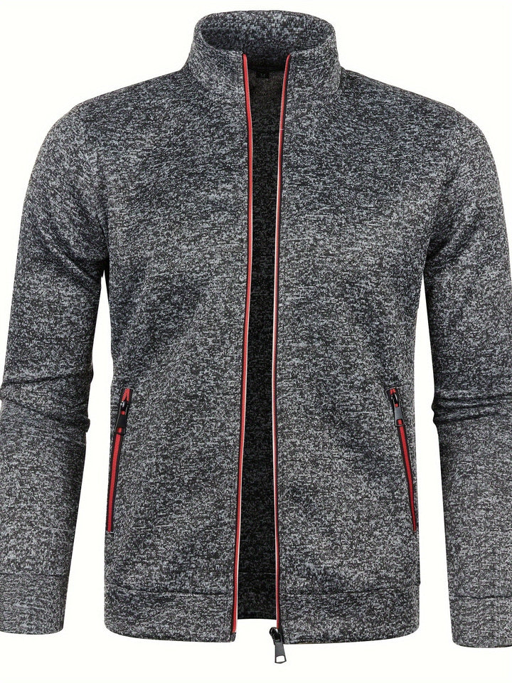 Men's Zip Front Bomber Jacket with Stand Collar