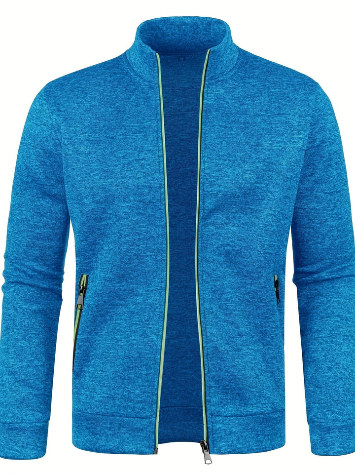 Men's Zip Front Bomber Jacket with Stand Collar