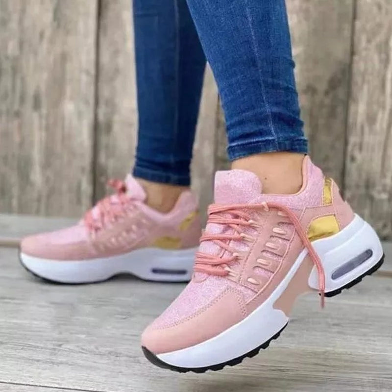 Women's Chunky Platform Sneakers with Lace-Up Design
