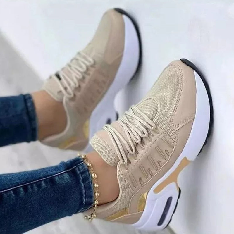 Women's Chunky Platform Sneakers with Lace-Up Design