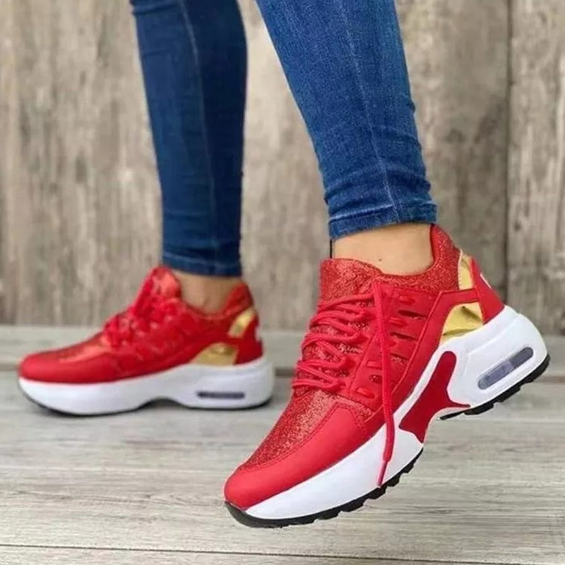 Women's Chunky Platform Sneakers with Lace-Up Design