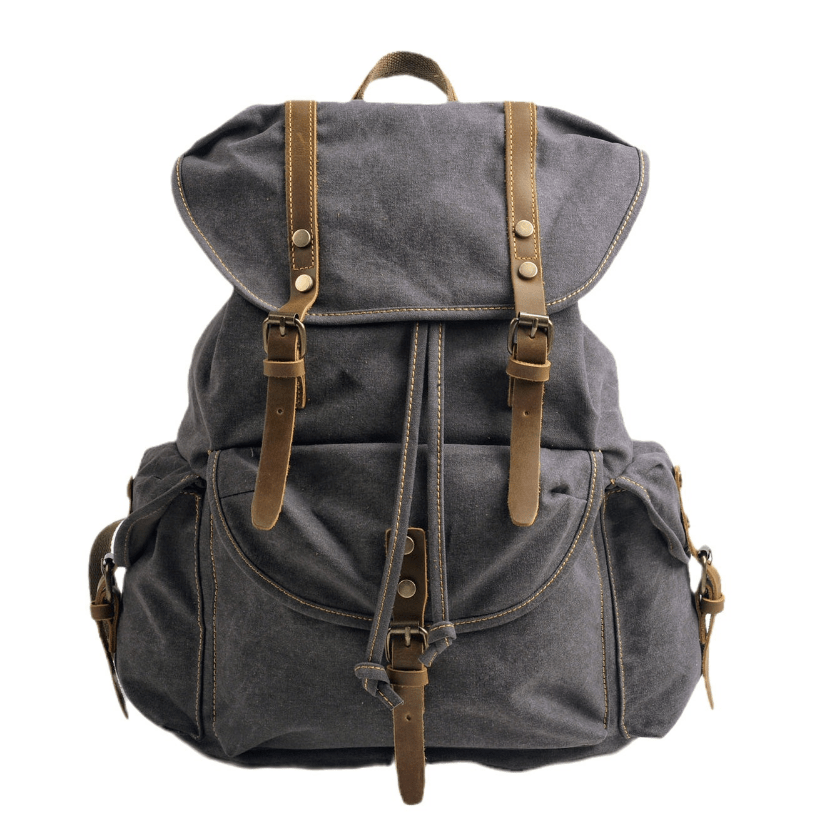Canvas Hiking Backpack with Buckle Flap Closure