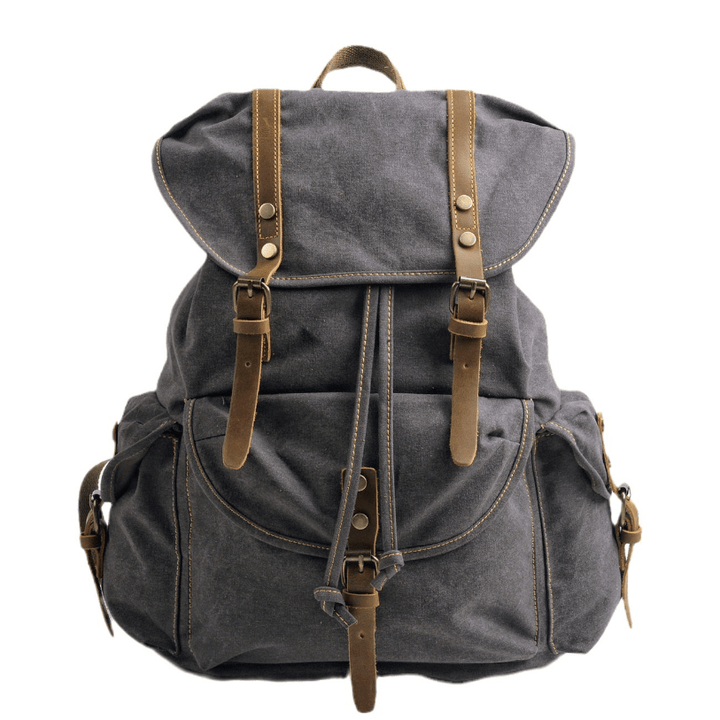 Canvas Hiking Backpack with Buckle Flap Closure