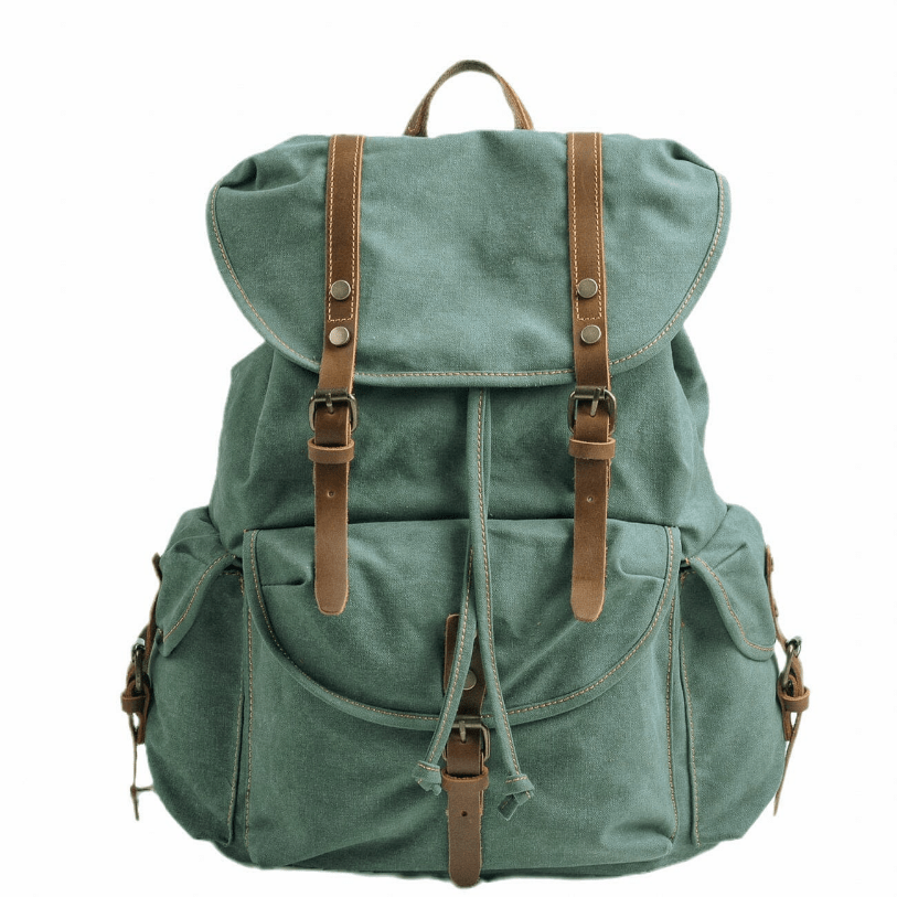 Canvas Hiking Backpack with Buckle Flap Closure