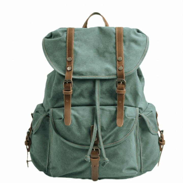 Canvas Hiking Backpack with Buckle Flap Closure