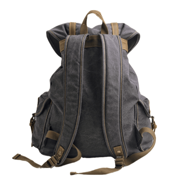 Canvas Hiking Backpack with Buckle Flap Closure
