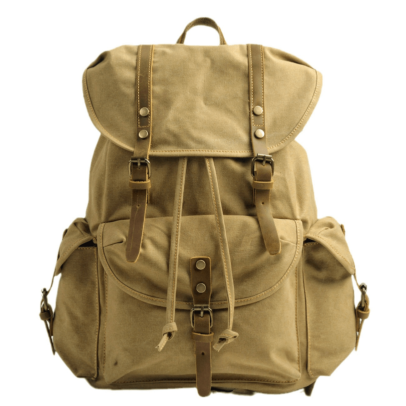 Canvas Hiking Backpack with Buckle Flap Closure