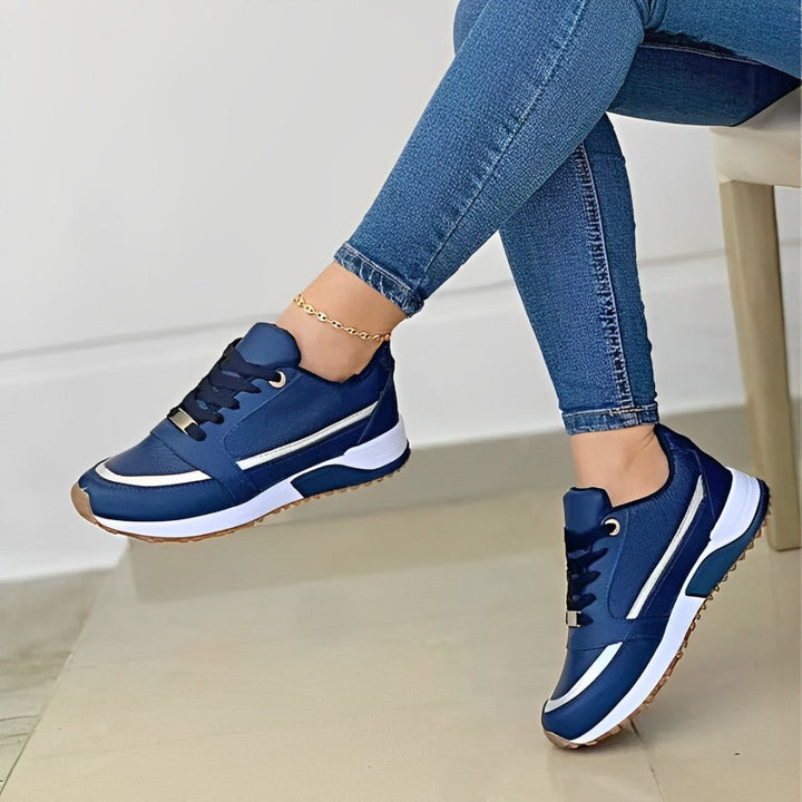 Women's Cushioned Metallic Accent Sneakers - Blue