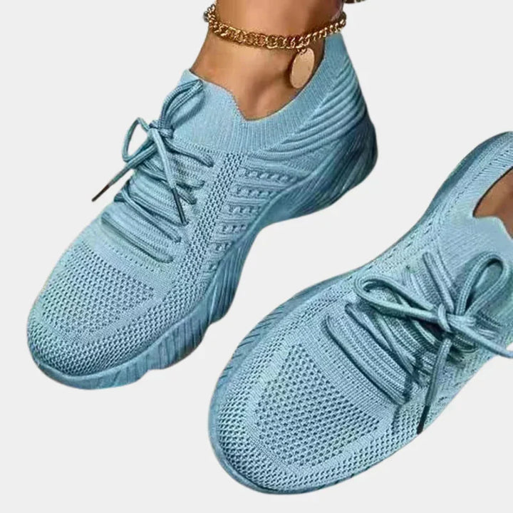 Women's Knit Slip-On Sneakers with Lace-Up Detail