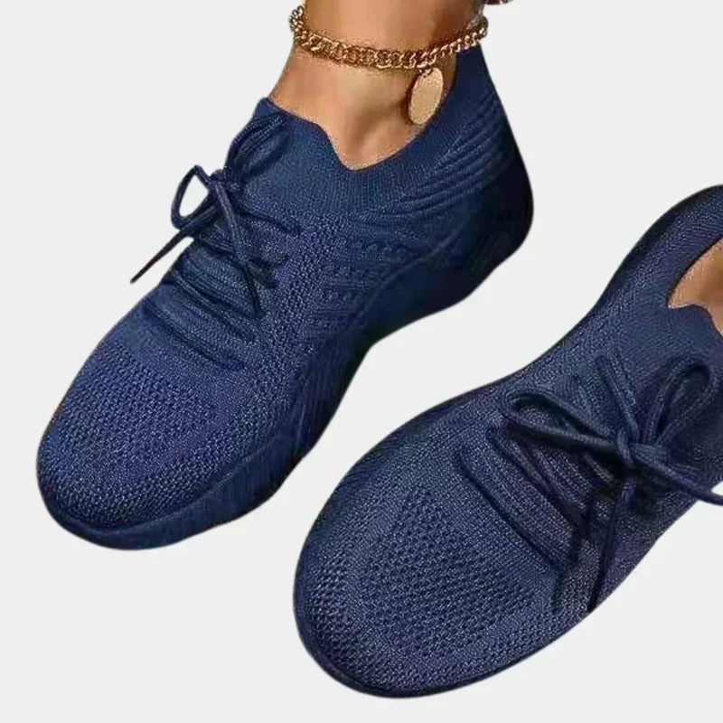 Women's Knit Slip-On Sneakers with Lace-Up Detail