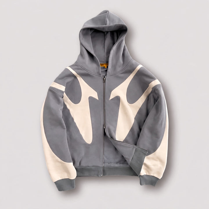 Men's Oversized Zip-Up Hoodie with Contrast Panels