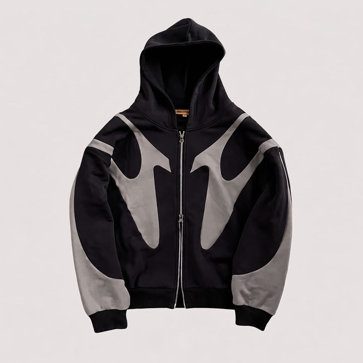 Men's Oversized Zip-Up Hoodie with Contrast Panels