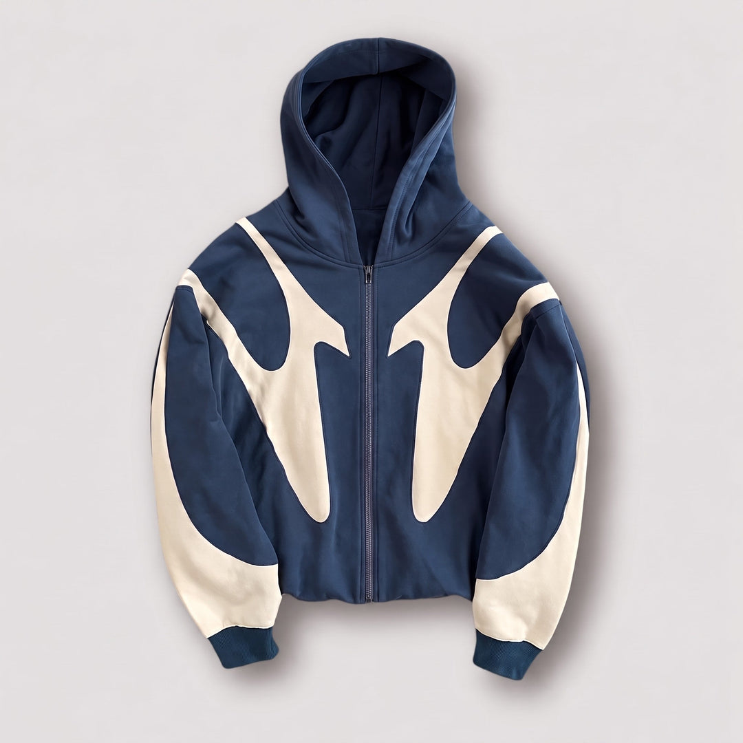 Men's Oversized Zip-Up Hoodie with Contrast Panels