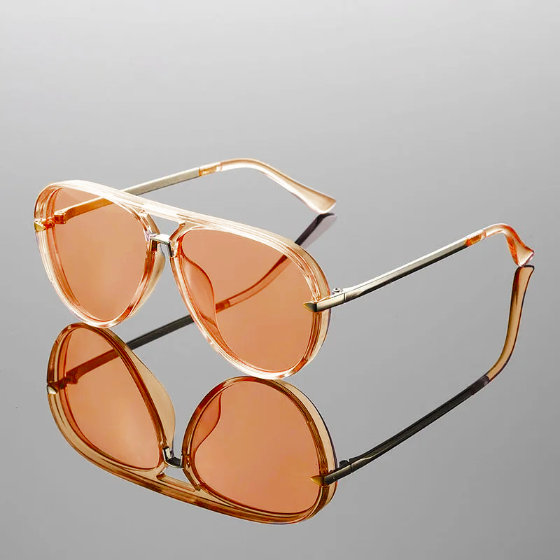 Aviator Sunglasses with Double Bridge and Metal Frame
