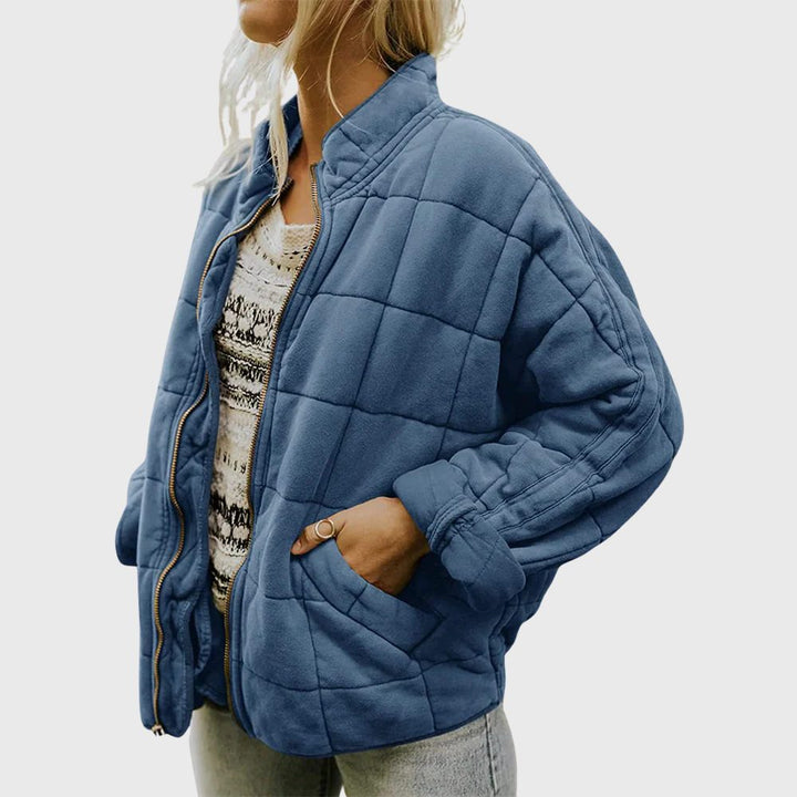 Women's Quilted Zip-Up Jacket with Stand Collar