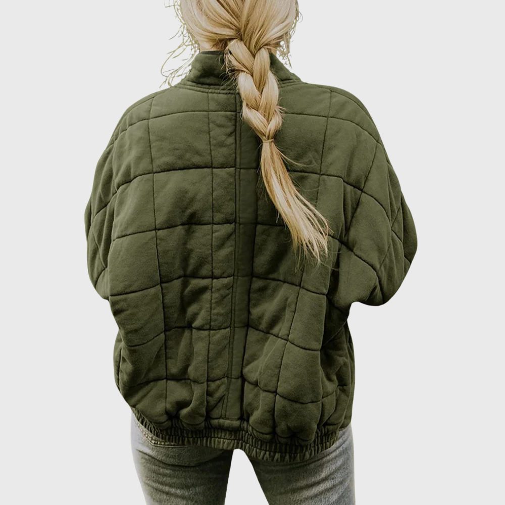 Women's Quilted Zip-Up Jacket with Stand Collar